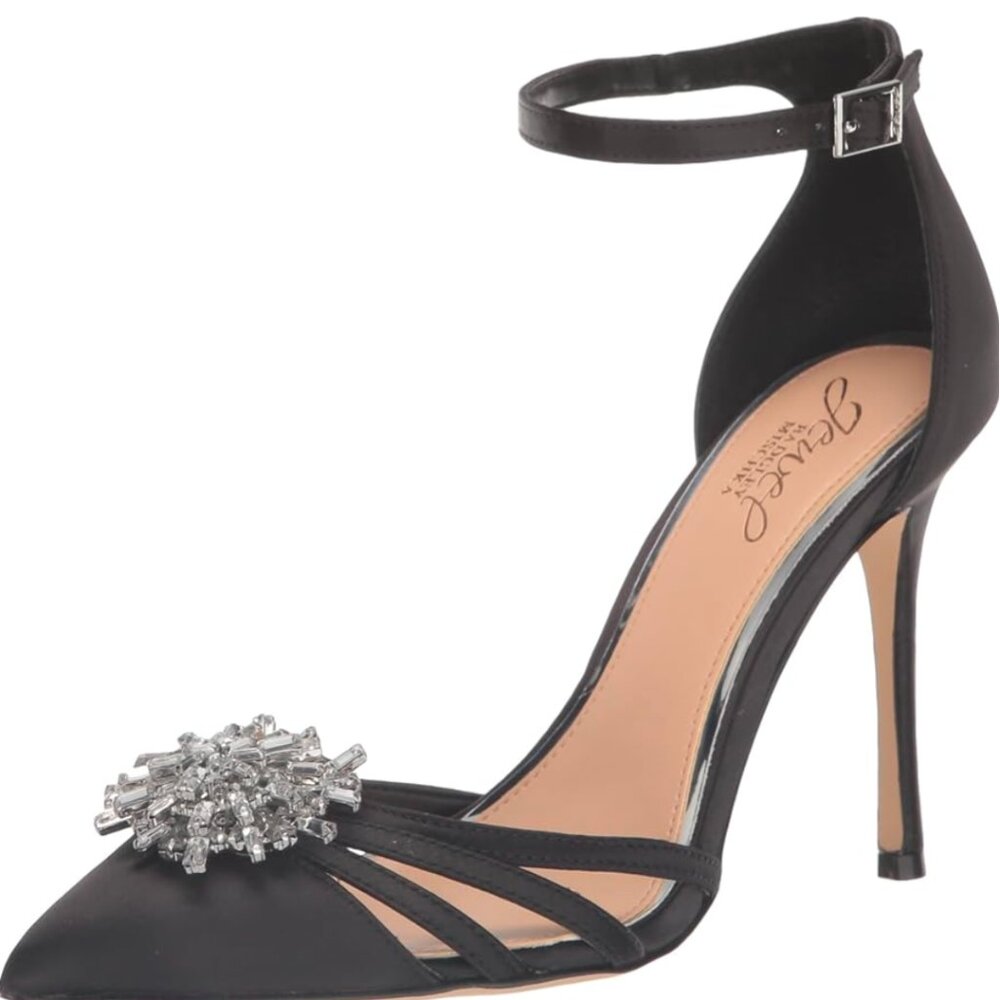 JEWEL BADGLEY MISCHKA CRYSTAL BLACK HEELS